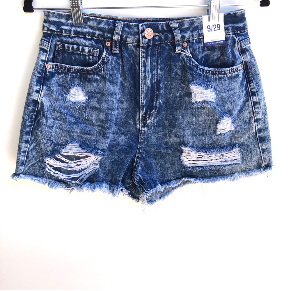 YMI Dream Distressed Denim Hi Waste Short. Blue. Size 29. Rare